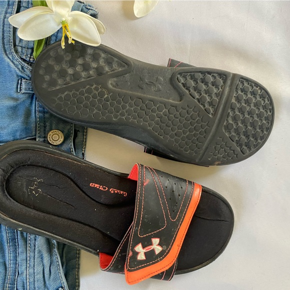 under armour mens sandals size 9 black/orange - Picture 5 of 7